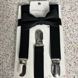 NWT Kids Suspenders Bow Tie Baby Newborn Accessory Wedding Ring New Black Cute